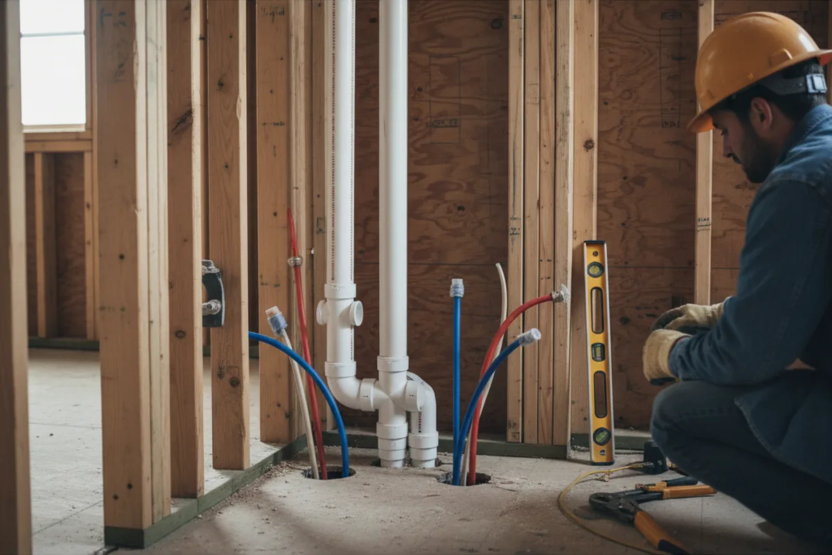 Drain and supply rough-in during Drain Cleaning in Newbury