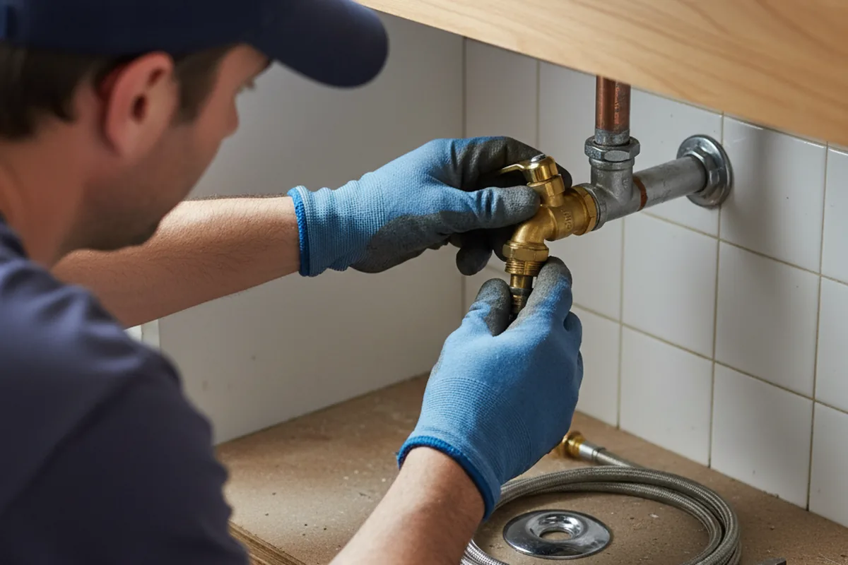 Shutoff valve and fitting work during Burst Pipe Repair in Newbury
